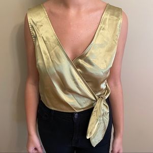 Top Shop Silk Wrap Top